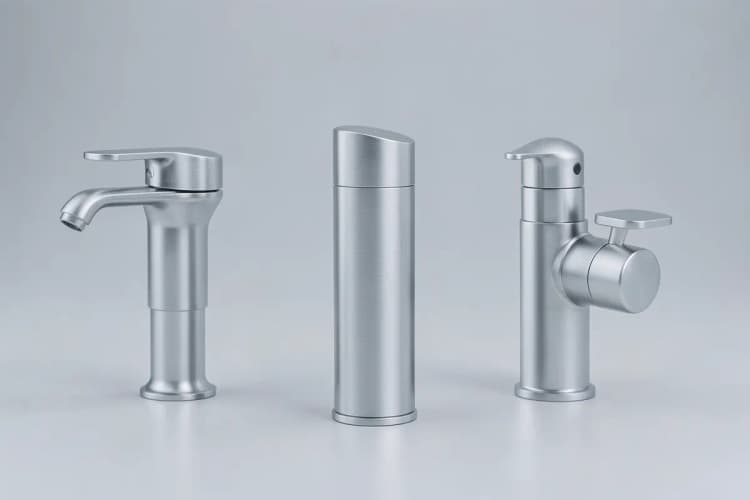 Variedade de torneiras antivandalismo com diferentes mecanismos de acionamento, como sensor e botão de pressão.